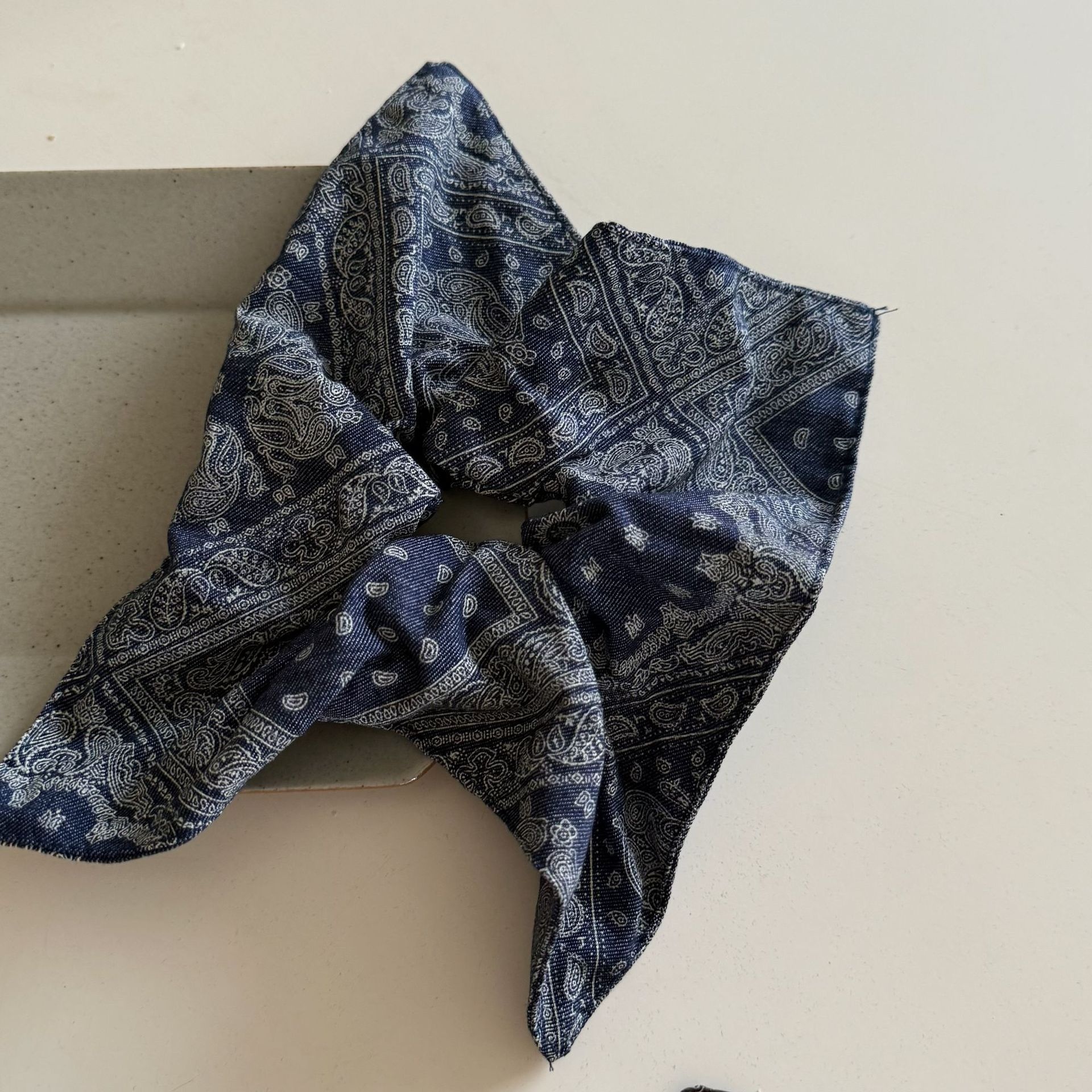 Women's Autumn Winter Cloth Hair Scrunchie Retro Grey Cashew Nuts Print