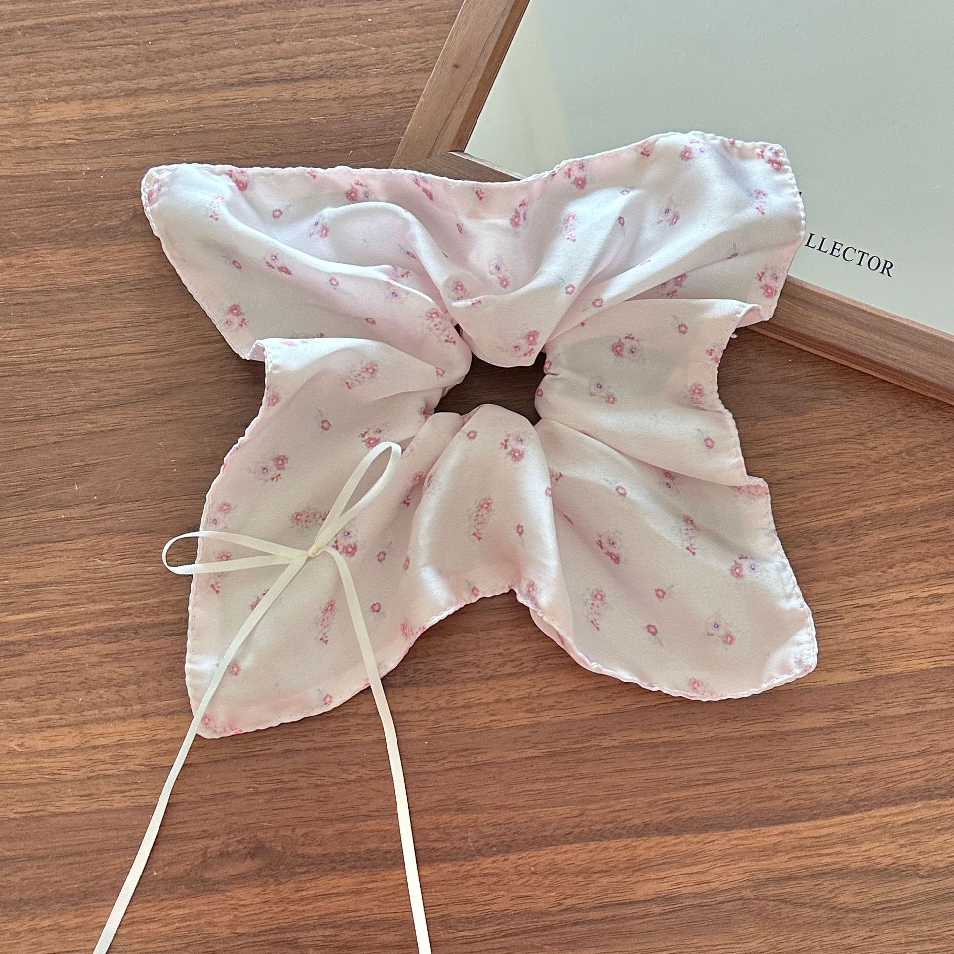 Girls Cloth Scarf Scrunchies Pastoral Fruit Hair Band Rose Red