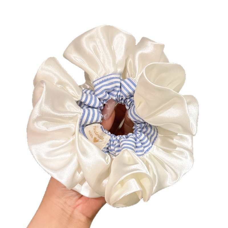 Women's Elegant Banquet Elastic Satin Hair Accessories Blue Striped