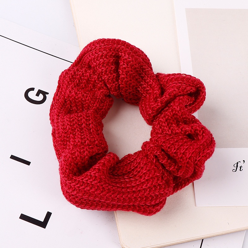 Women's Winter Thick Knitted Braided Hair Scrunchies Solid Color