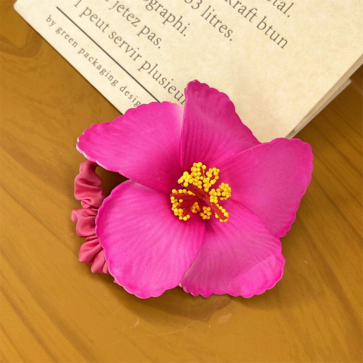 Women's Holiday Hair Tie Accessory Pastoral Plumeria Flower Pattern