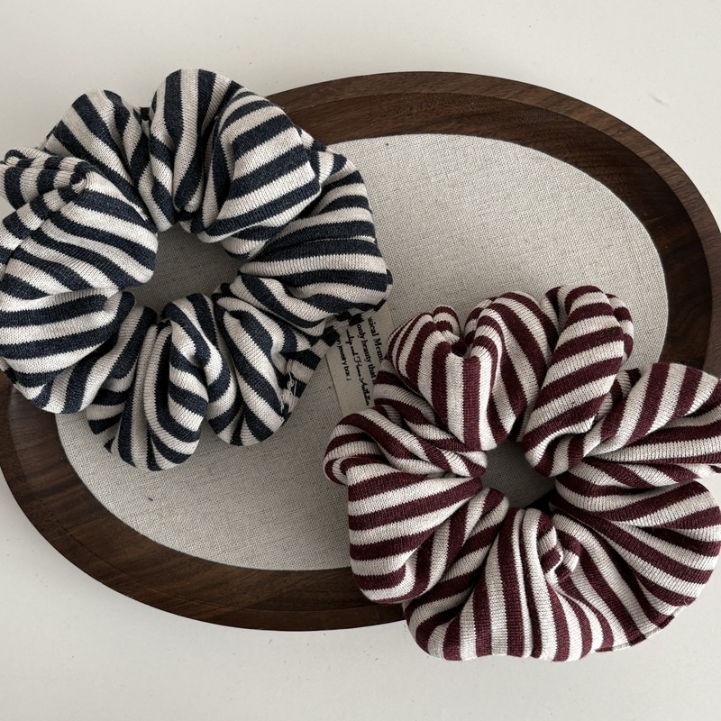 Women's Soft Knitted Winter Hair Elastic Band Striped Color Matching