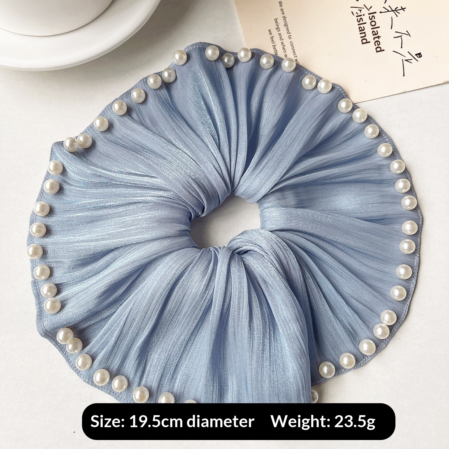 Women Large Pearl Satin Party Headband Hair Accessory White Black Blue