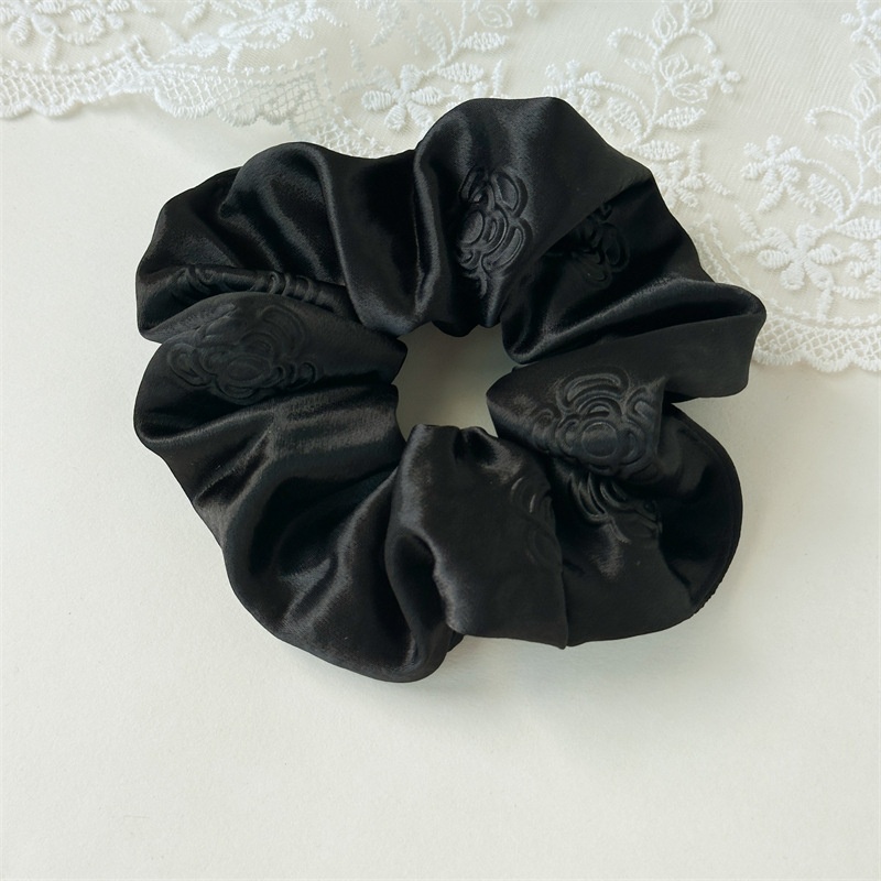 Women's Luxury Embossed Satin Large Bow Hair Ties Solid Color Versatile Hair Bands