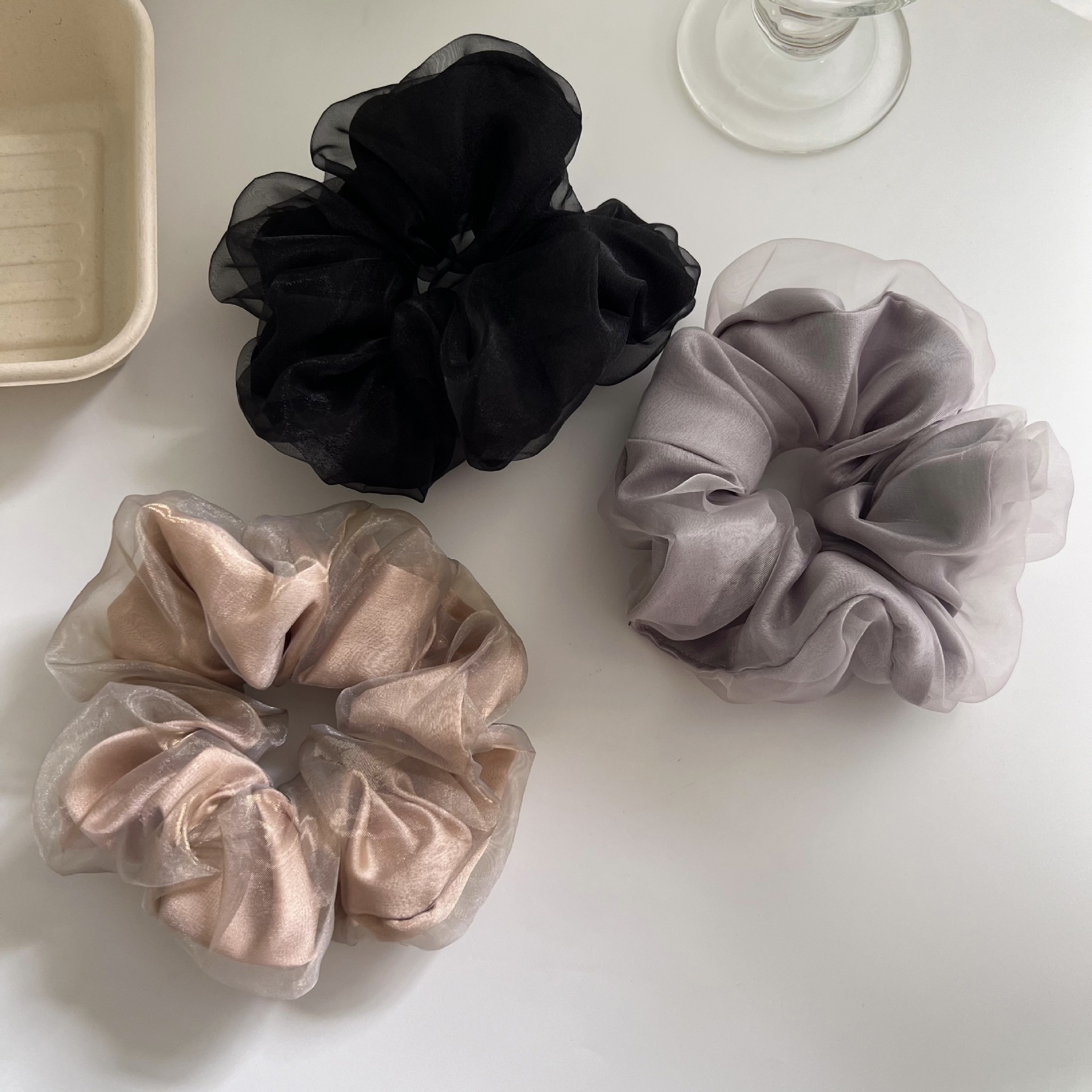 Women's Soft Double Layer Gauze Hairband Multifunctional Hair Tie Solid Colors