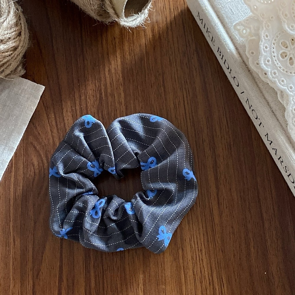 Women's Spring Summer Cloth Hair Rubber Band Scrunchie Blue Plaid