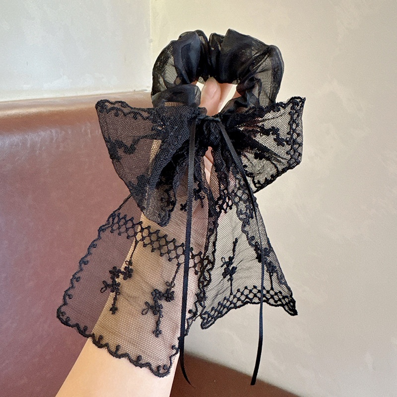 Women's Elegant Banquet Oversized Lace Elastic Hair Tie White Floral