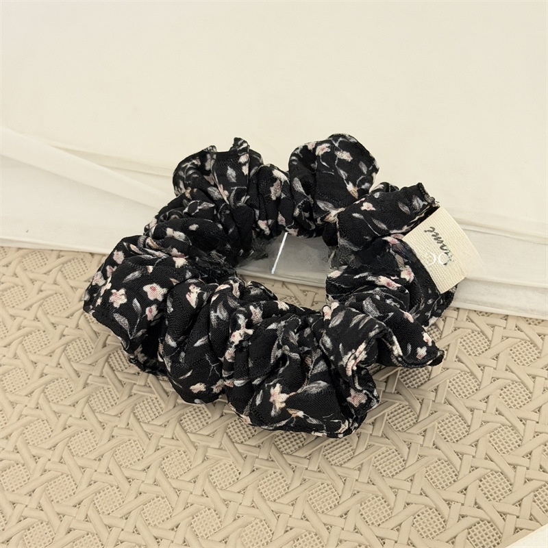 Women Spring Fabric Ponytail Hair Tie French Ditsy Floral White