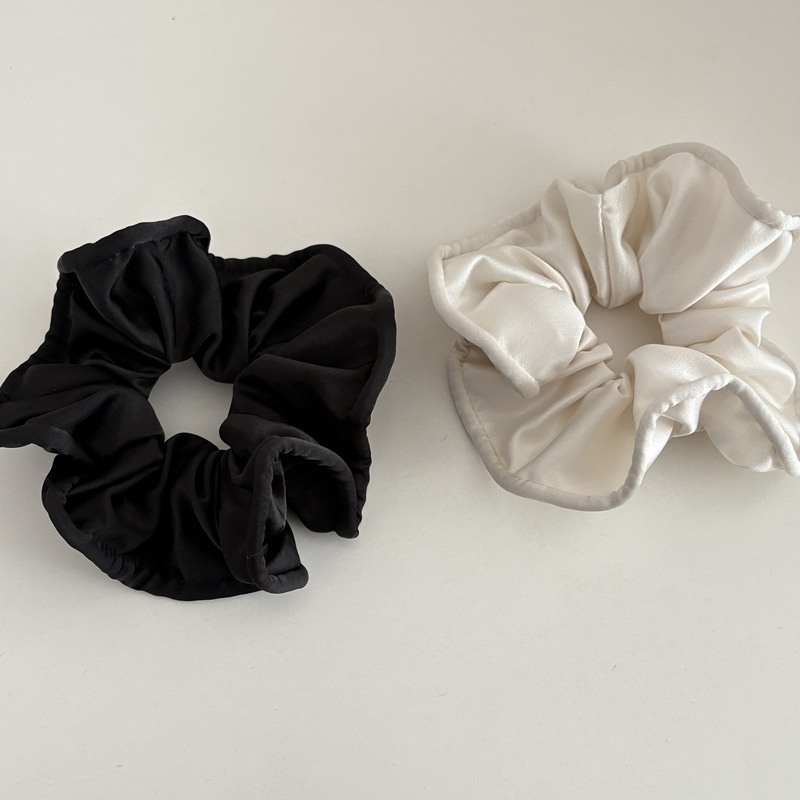 Women's Elegant Everyday Soft Satin Scrunchie Hair Tie Solid Black