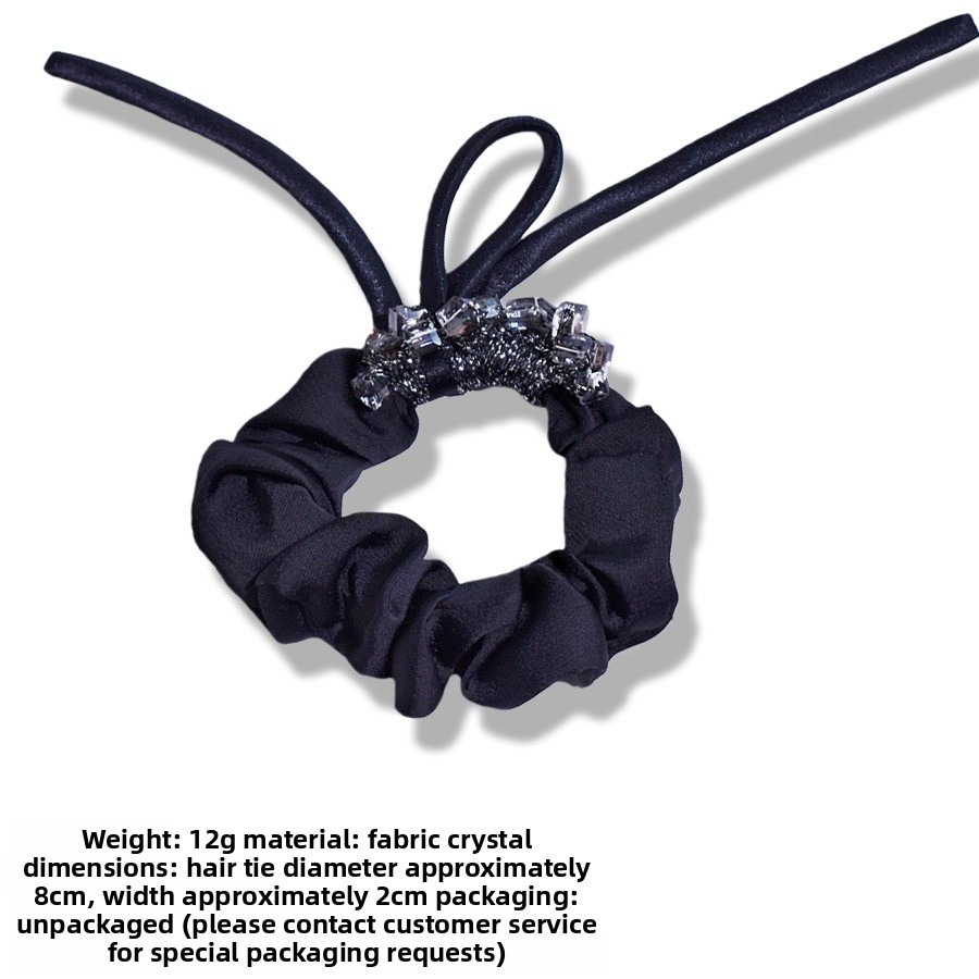 Women's Handmade Crystal Satin Hair Tie High Elasticity Glam Hair Accessory