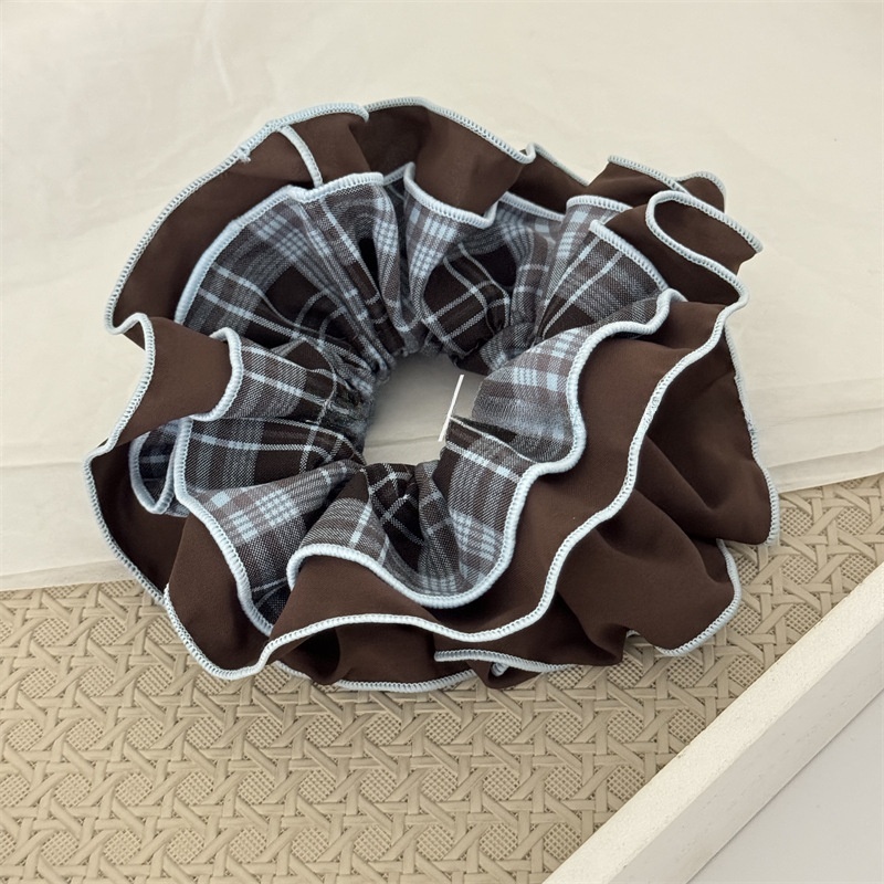 Women's Stylish Cloth Hair Scrunchies Color Block Checkered Plaid