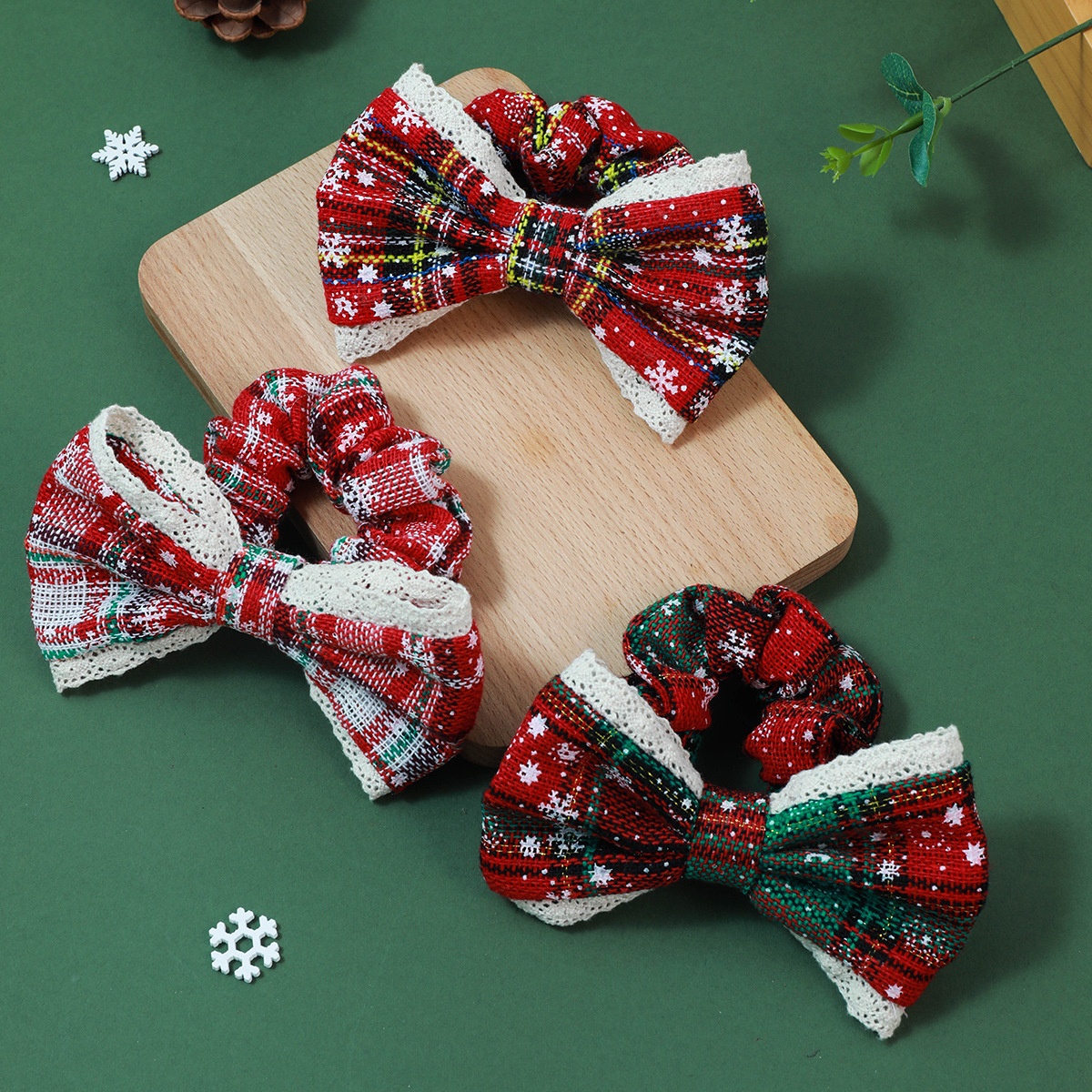 Women's Outdoor Fabric Bowtie Hair Ties Cute Floral Fruit Print