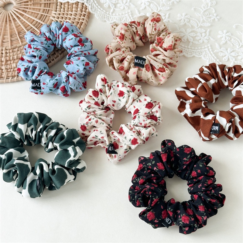 Women's Summer Elegant Cotton Elastic Bun Hair Band Fresh Floral