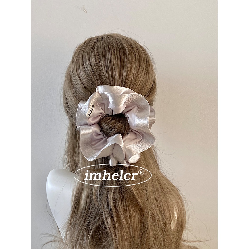 Women's French Style Spring Satin Hair Tie Scrunchie Solid Color