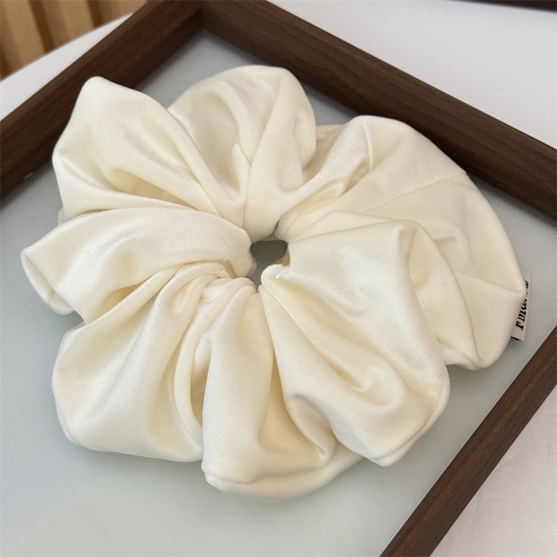 Women's Elegant Velvet Hair Tie For Winter Styling Solid Beige