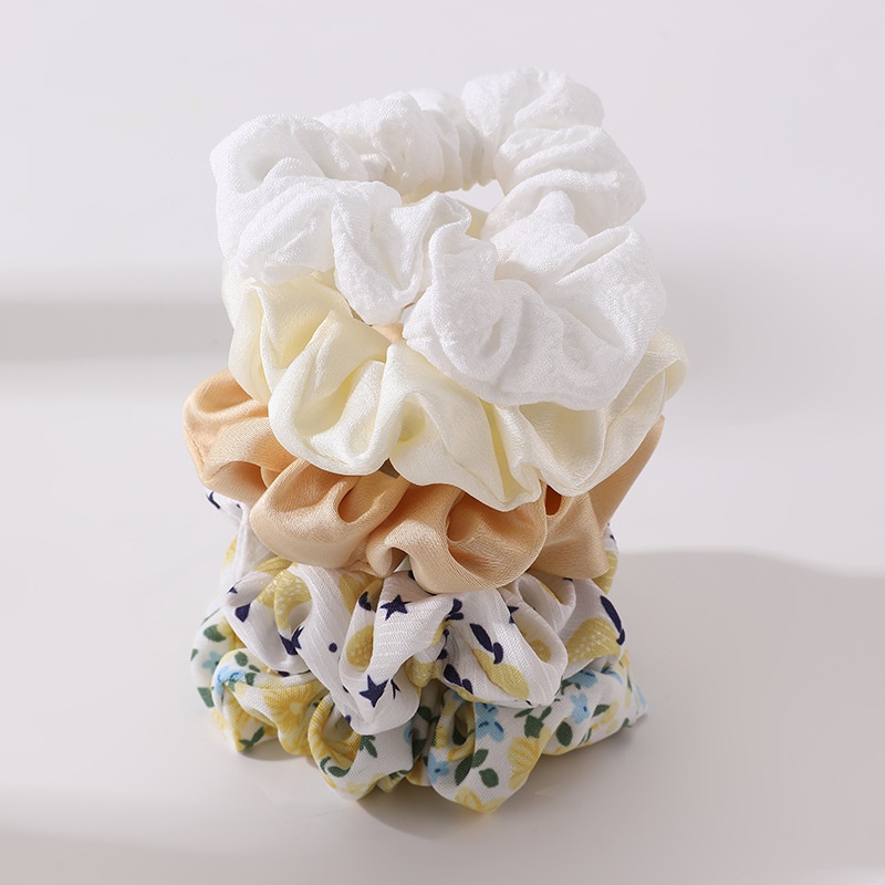 Women Girls Summer 5Pcs Cloth Hair Bands Dopamine Colorful Fruit Floral