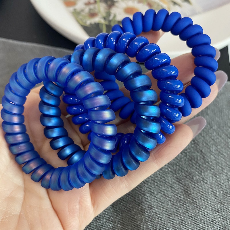 Women's Matte Plastic Spiral Hair Tie Daily Styling Low-Key Blue