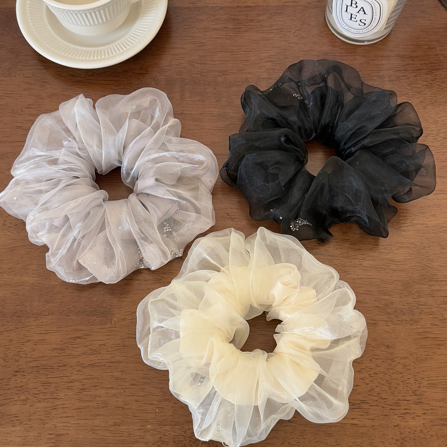 Women's Soft Gauze Elastic Hair Tie For Spring Styling Black