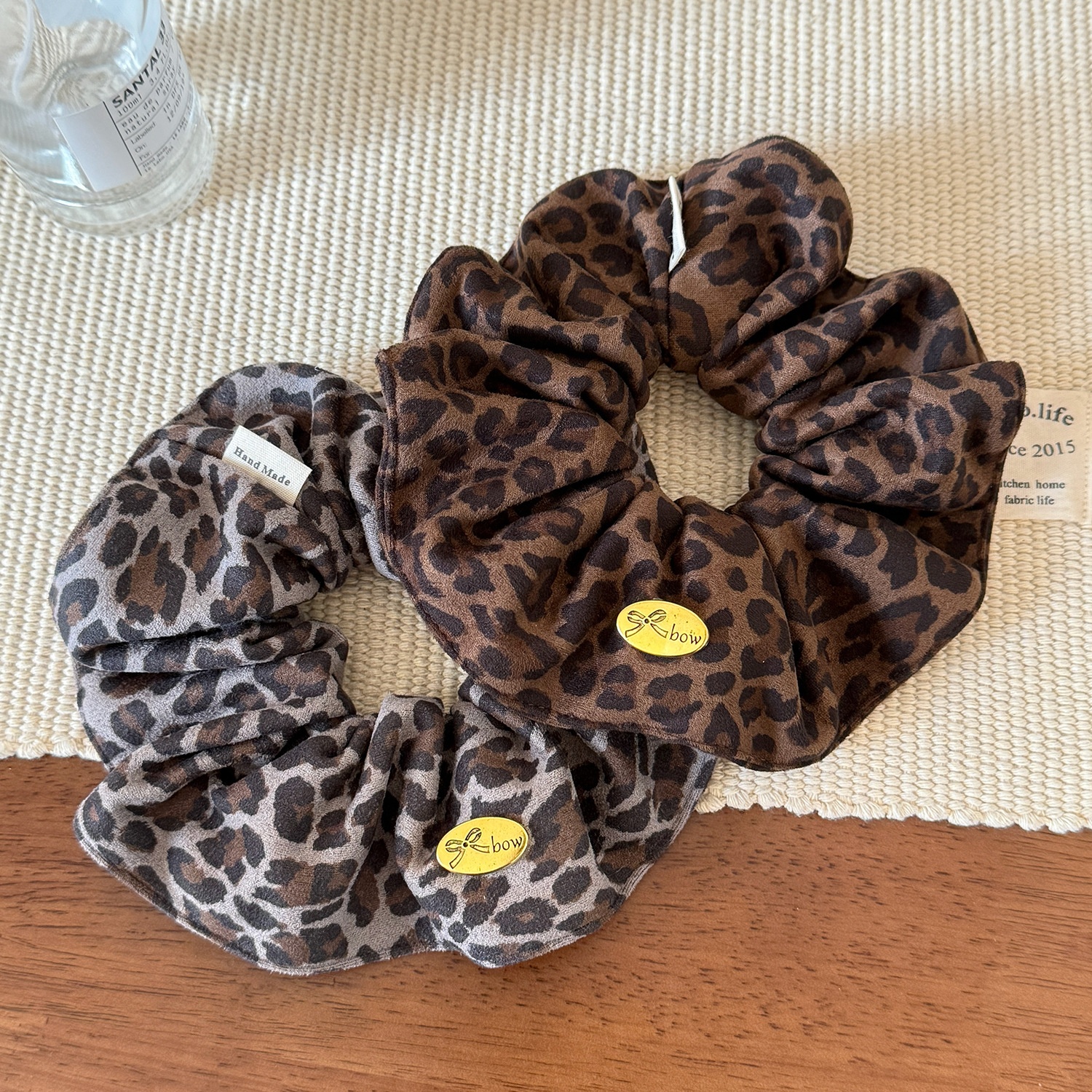 Women's Autumn Winter Cloth Bun Hair Ties Retro Leopard Print