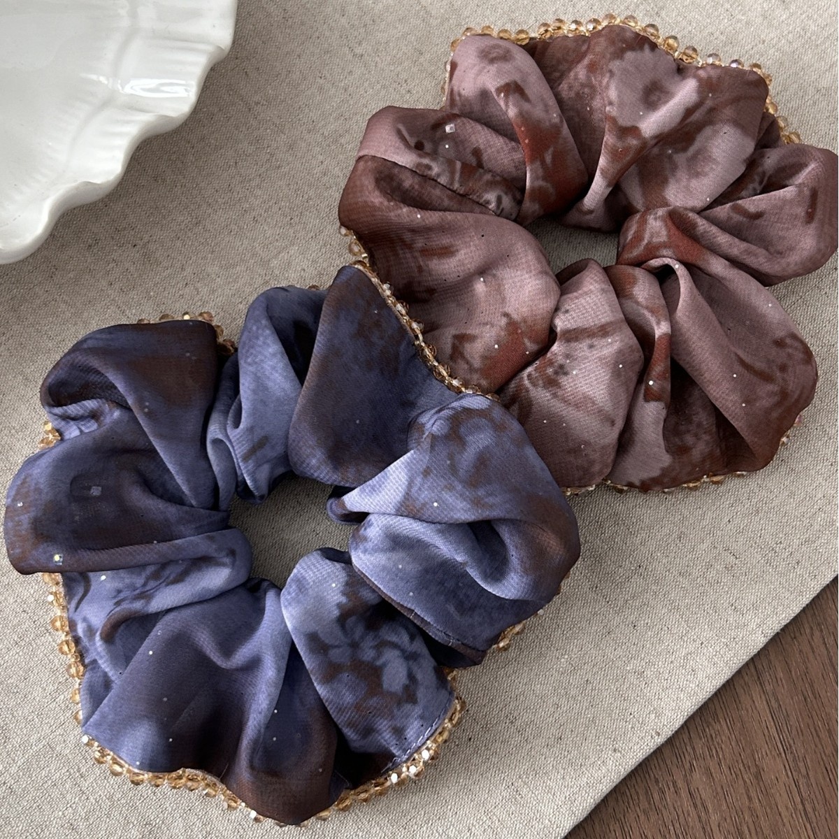 Women's Chiffon Low Bun Elastic Hair Scrunchie Gradient Ombre