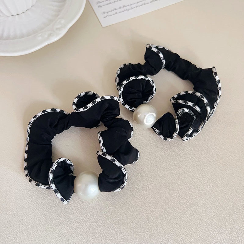 Women's Simple Cloth Hair Tie Everyday Hair Accessory Black Pearl