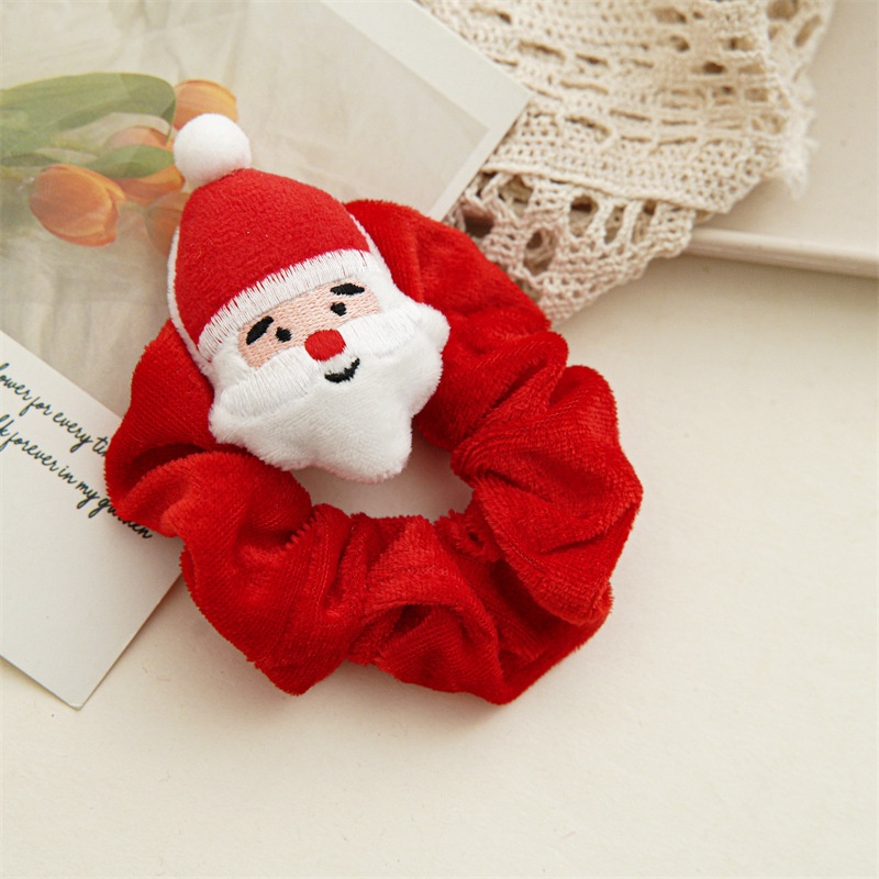 Women Girls Handmade Cloth Hair Tie Cute Cartoon Christmas Holiday Style