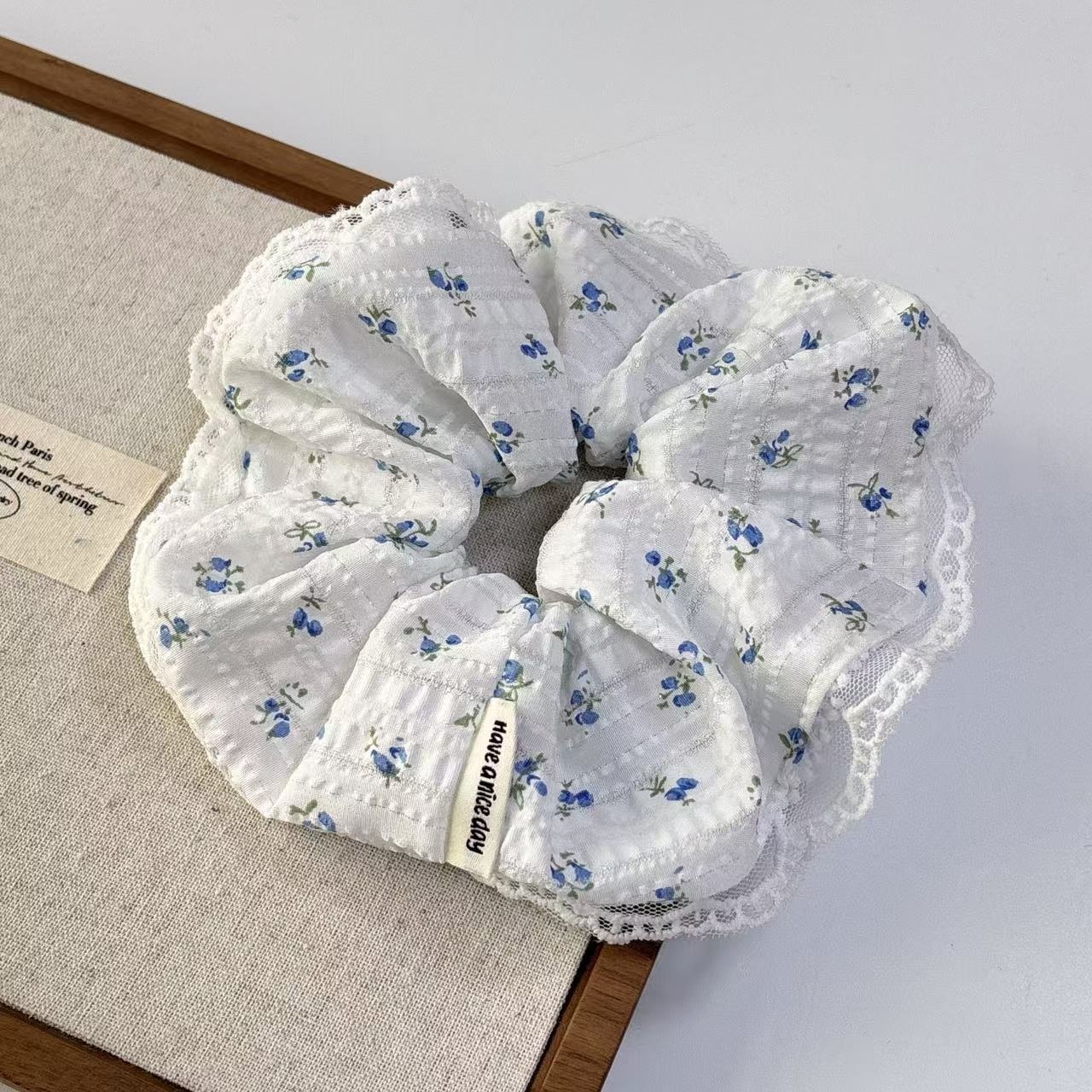 Women's Elegant Lace Hair Ties French Ballet Sweet Floral Print Ponytail Ring