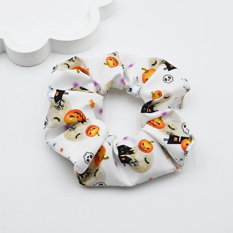 Women's Elastic Cloth Hair Scrunchie Cartoon Halloween Pumpkin Print