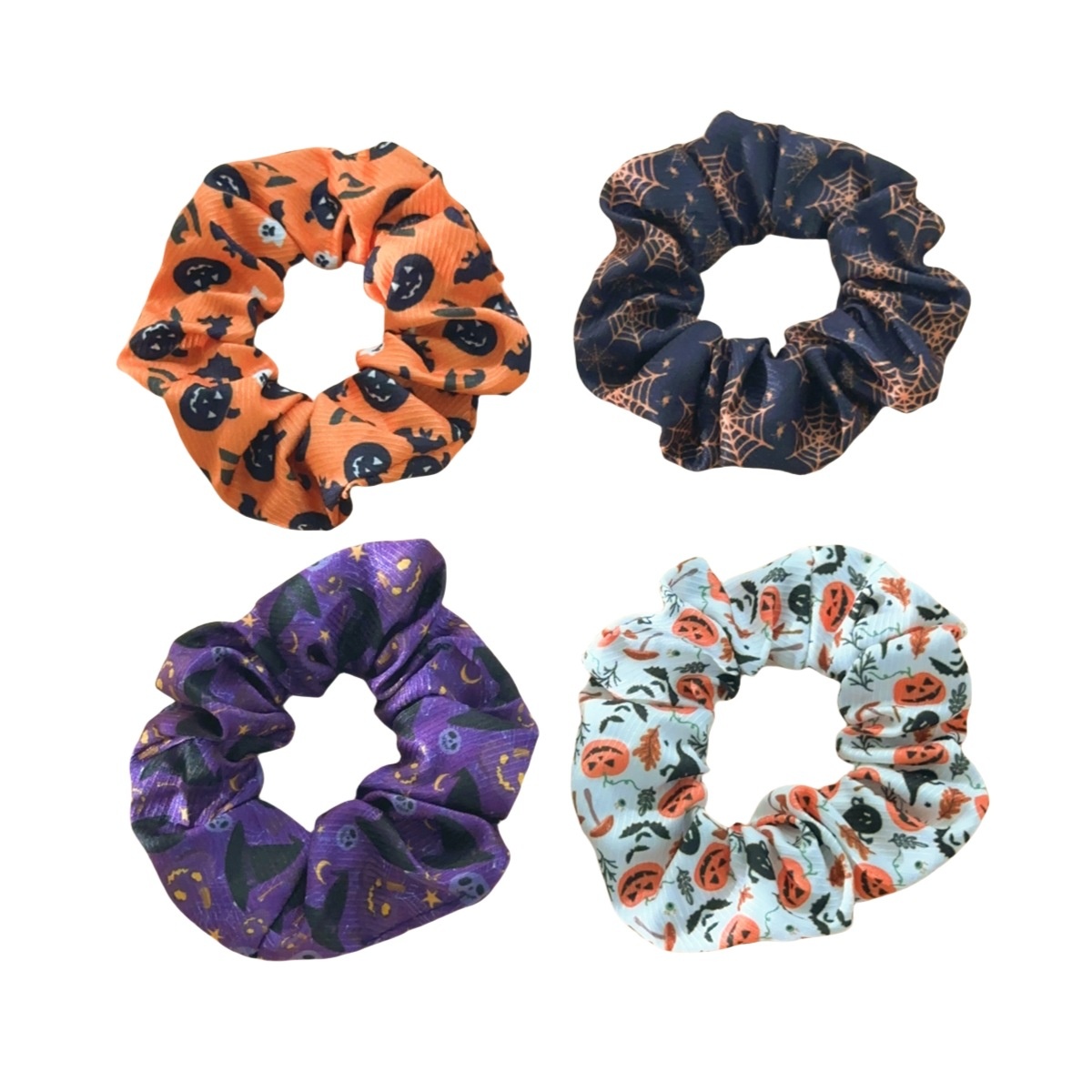 Women's High Elasticity Cloth Hair Tie Dark Halloween Pumpkin Skull