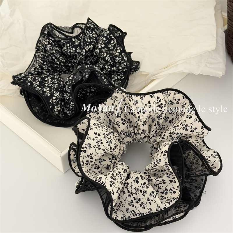 Women's New Style Ditsy Floral Cloth Hair Tie in Elegant Beige