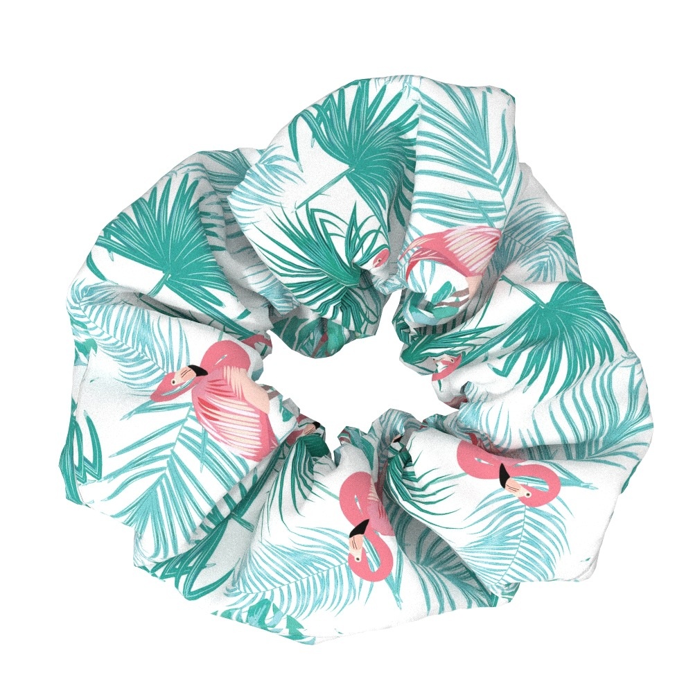 Women's Elegant Flamingo Fabric Hair Bands Sweet Versatile Cloth Scrunchies