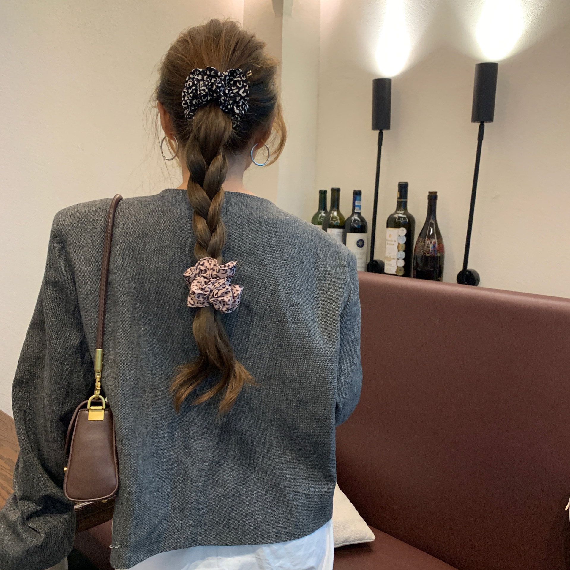 Women's French Elegance Scrunchies Retro Double Layer Cloth Ties