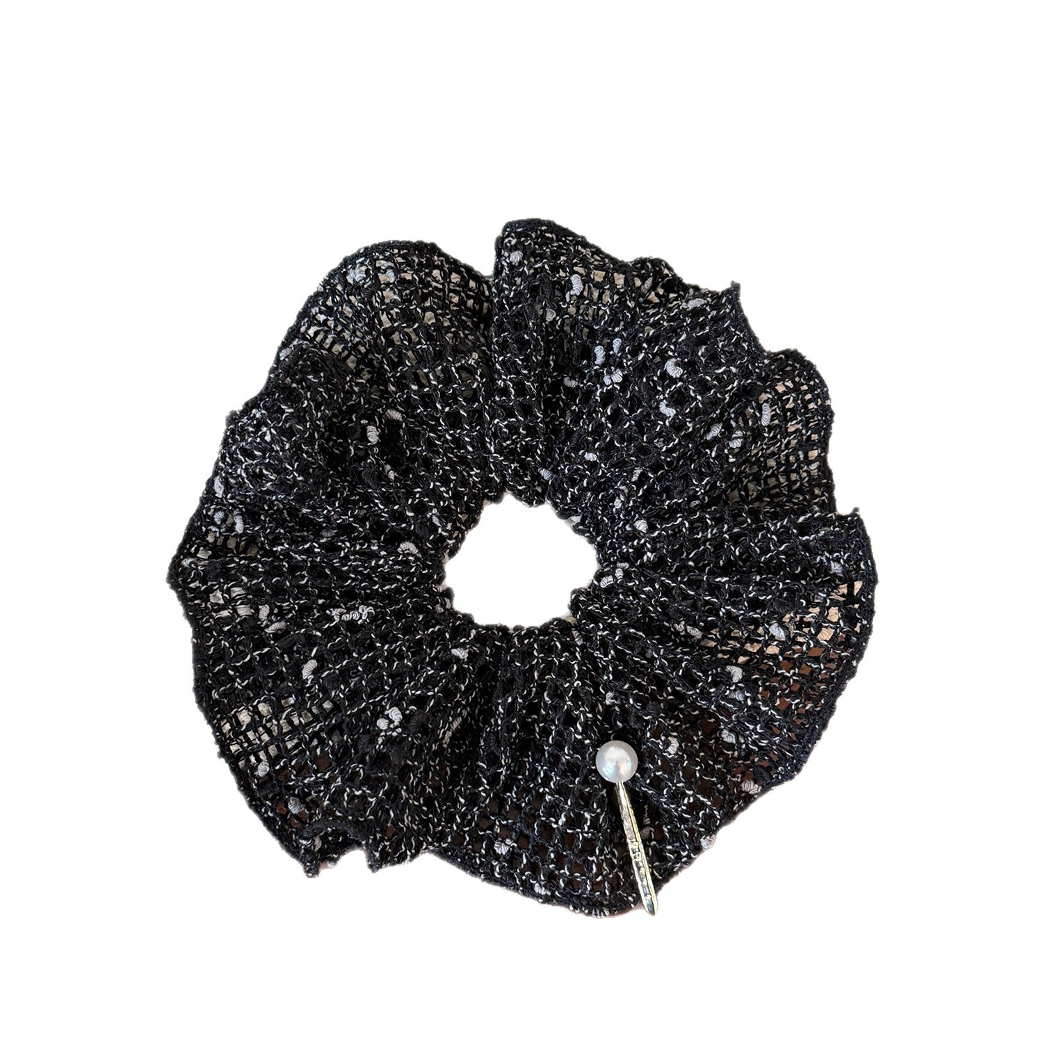 Women's Elegant Knitted Pearl Bun Hair Ties Hollow Pearl Design