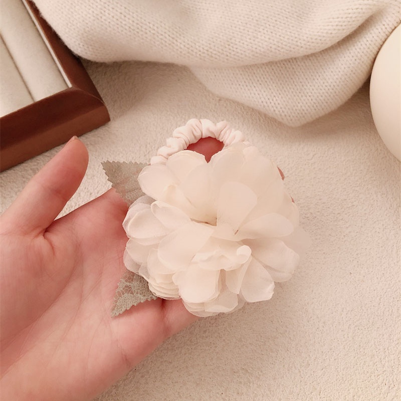 Women's Handmade Spring Ponytail Scrunchie Large Magnolia Flower