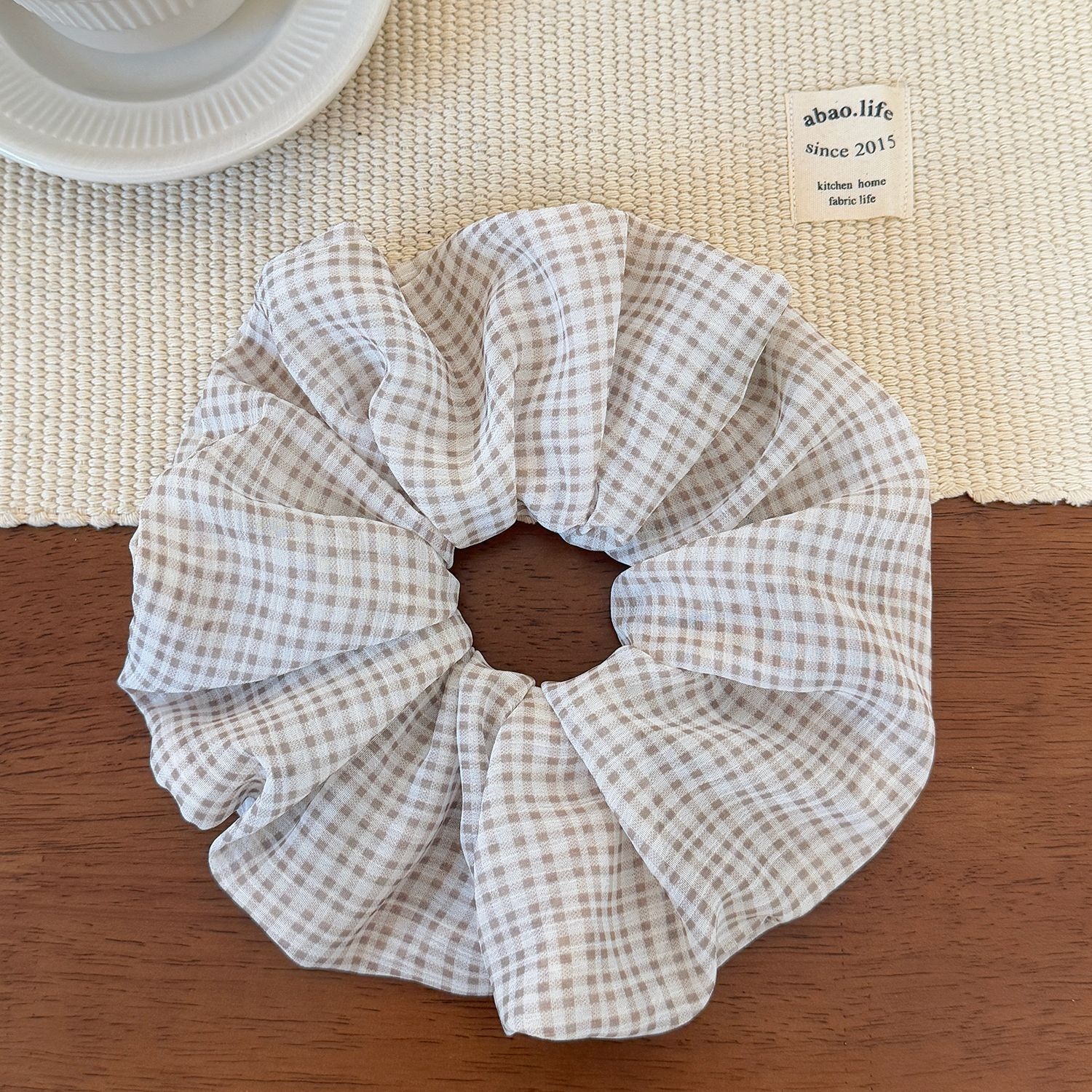 Women's Sweet Spring Cloth Hair Tie Daily Accessories Black Plaid