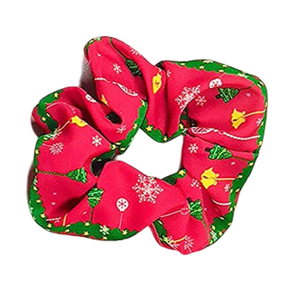 Women's Christmas Cloth Scrunchie Festival Hair Tie Solid Color