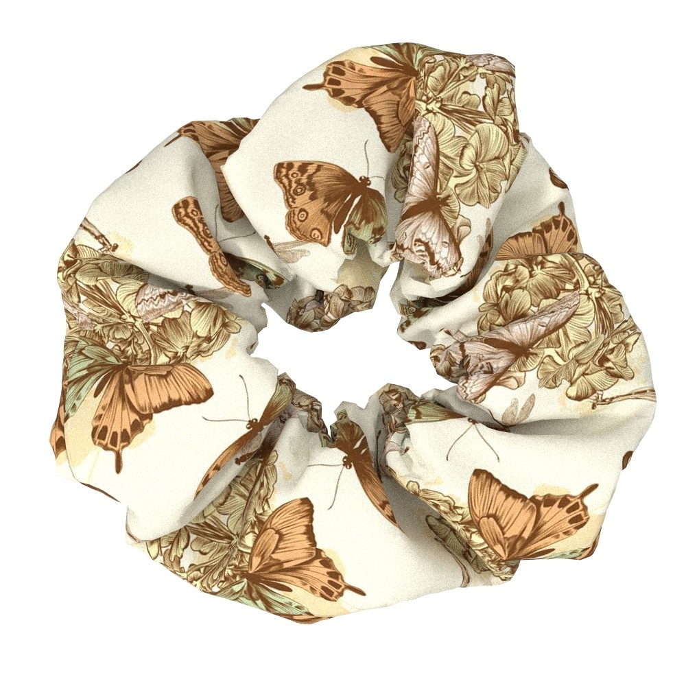 Women's Vintage Cloth Hair Scrunchie Daily Elastic Band Butterfly Print