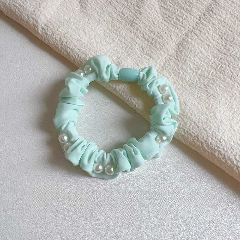 Women's Elegant Spring Cloth Hair Tie Scrunchie Purple Pearl