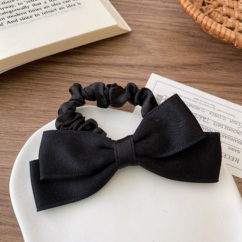 Women's Casual Satin Ballet Bowknot Scrunchie Hair Tie White Red Black