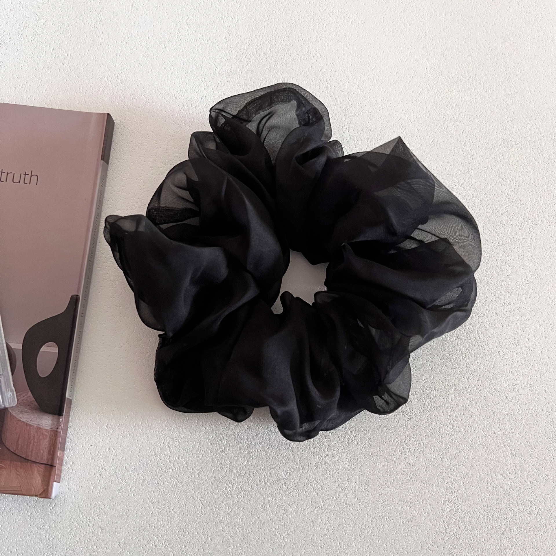 Women's Soft Mesh Loose Bun Hair Tie French Gauze Scrunchie Solid Color