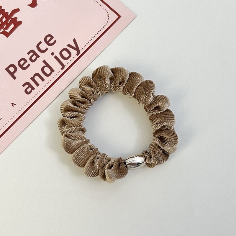 Women's Large Elastic Velvet Hair Ties Striped Grey Pink Blue Black