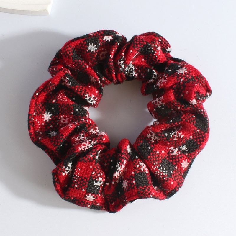 Unisex Holiday Cloth Hair Tie Scrunchie Christmas Snowman Pattern