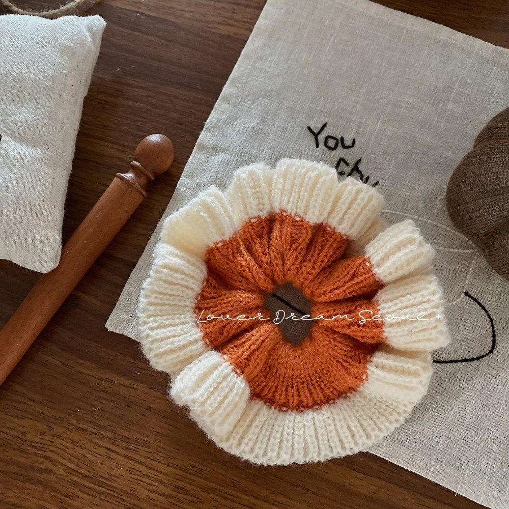 Women's Winter Knitted Yarn Bun Hair Ties Two-Tone Gradient