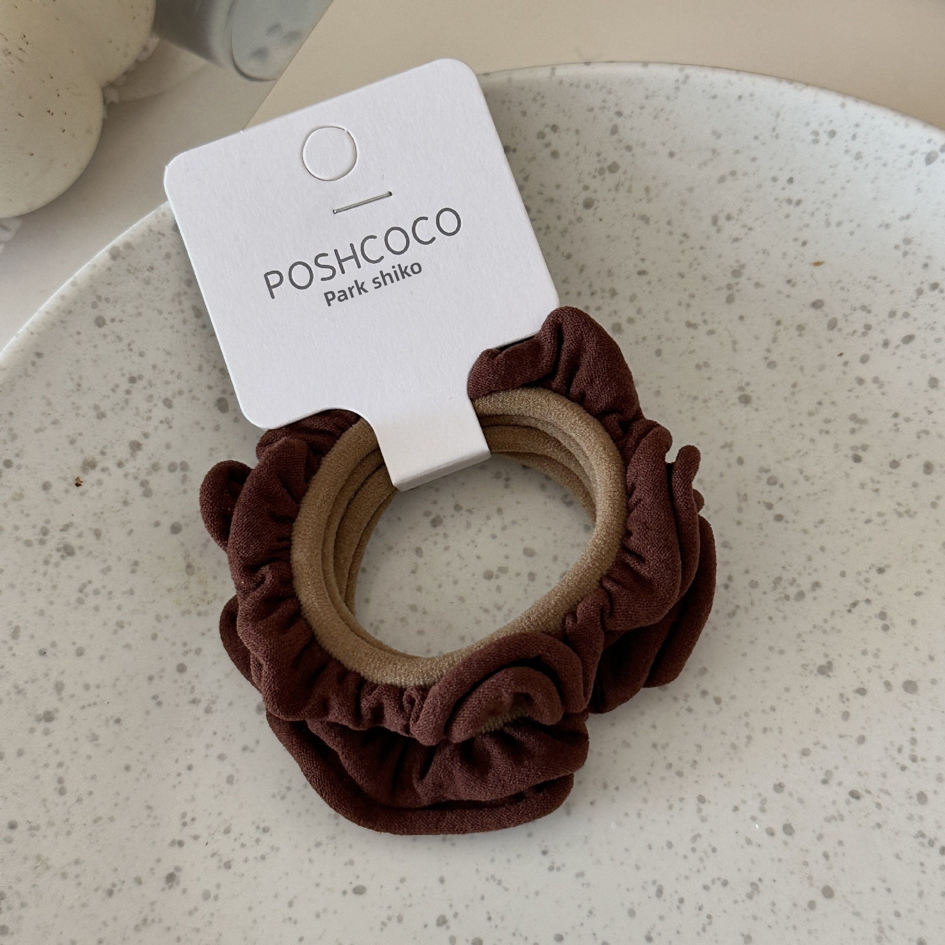 Women's Simple Floral Tulle Hair Ties 2 Pieces For Winter Khaki