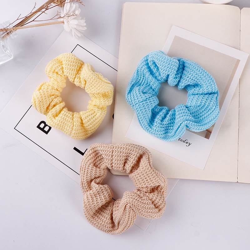 Women's Winter Thick Knitted Braided Hair Scrunchies Solid Color