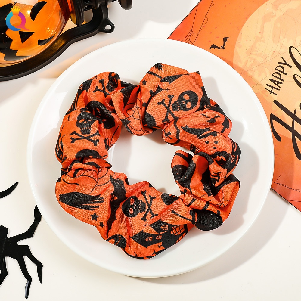Women's Elastic Halloween Hair Tie Funny Pumpkin Skull Pattern