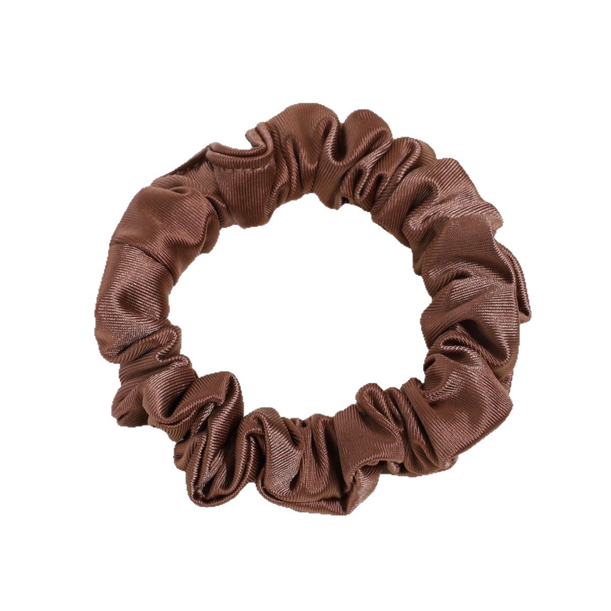 Women's Simple Brown Satin Hair Tie, Durable Solid Color Hair Accessory