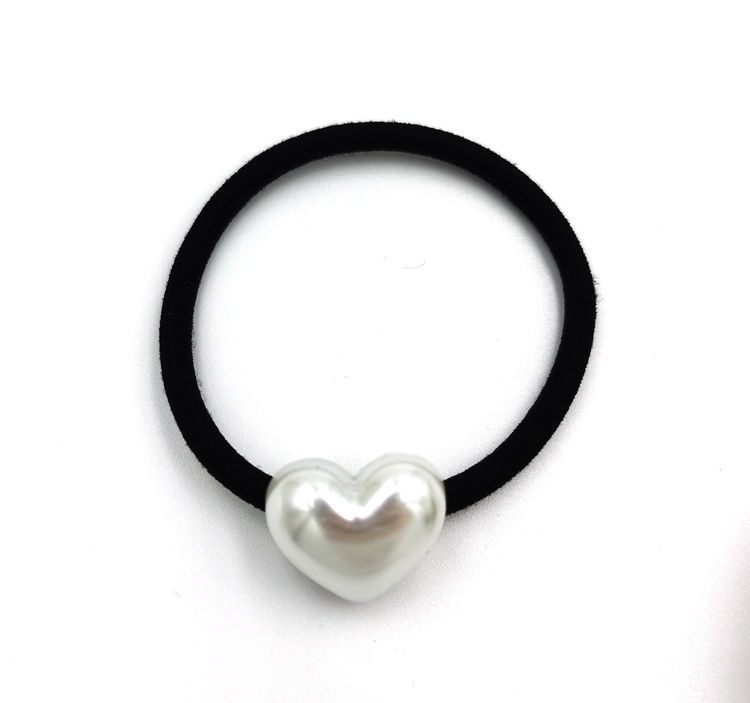 Women's Heart Shape Elastic Hair Bands Durable Fabric Bun Maker White Red