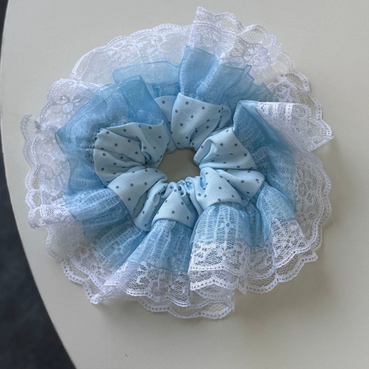 Women's Elegant Lace Edge Large Scrunchie Fairy Summer Hair Tie