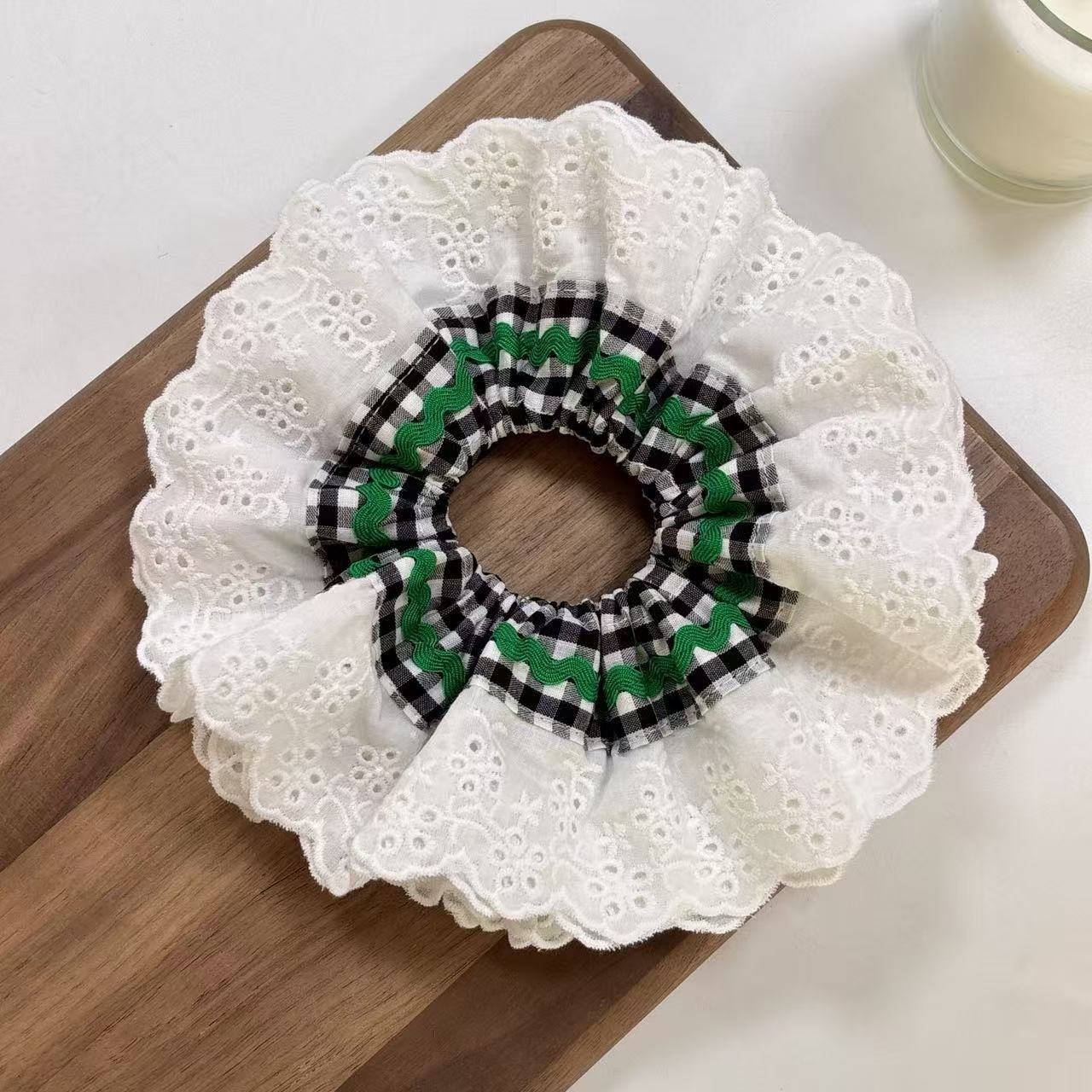 Women's French Romantic Cloth Hair Tie Four Layer Hollow Out Lace